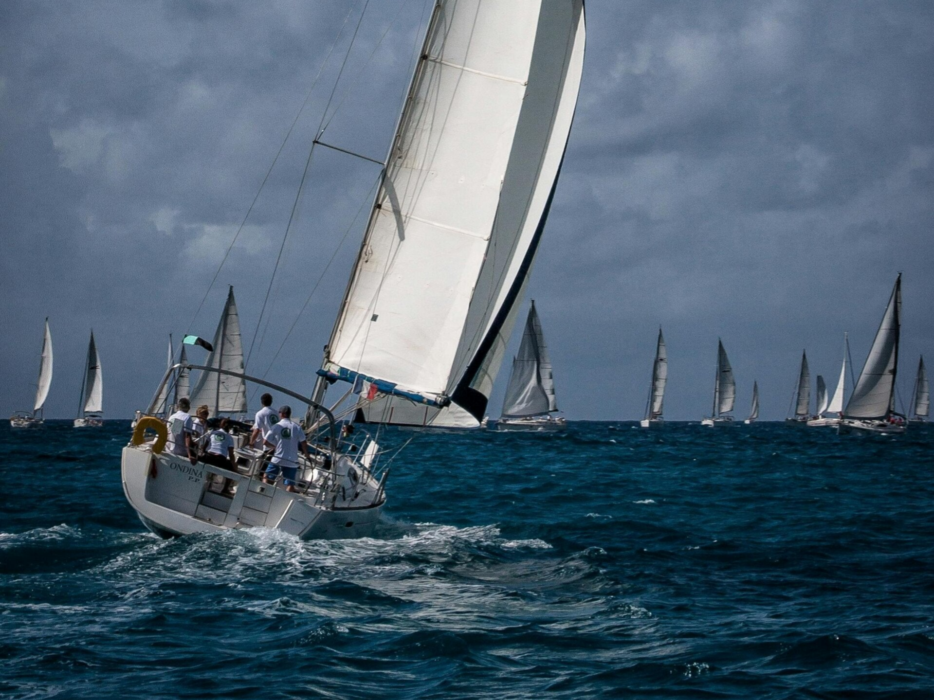 Sailing yacht on passage, yacht delivery with skipper and crew